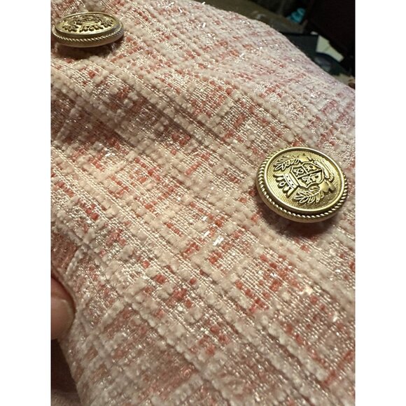 Taylor Tillman Classic Pink Tweed Sleeveless Double-Breasted Blazer Tiff Dress L - Picture 7 of 7